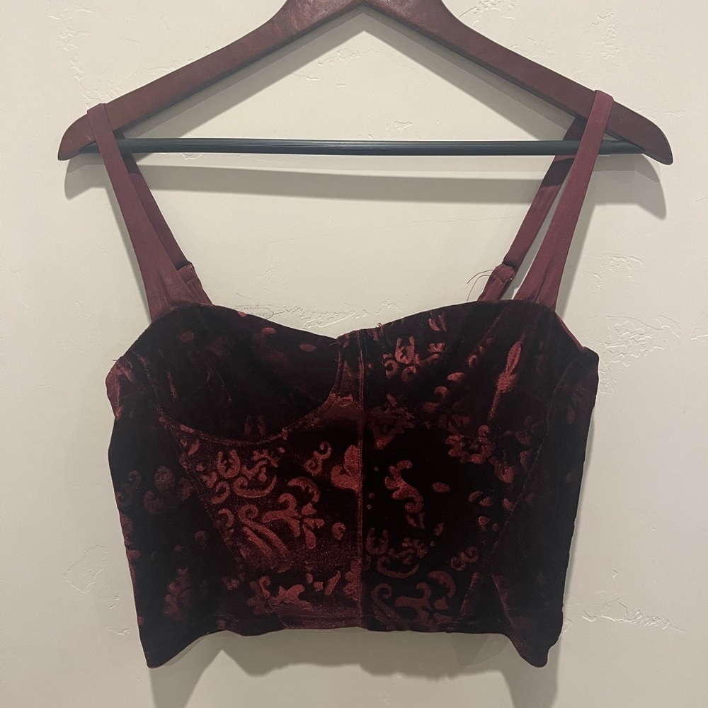 Urban Outfitters Red Velvet Corset Tank Top - Size XS